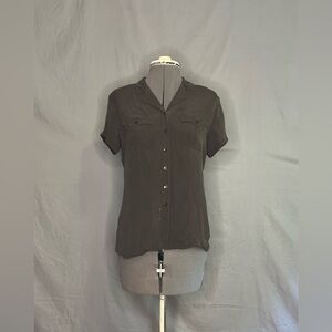 Brown silk button-down